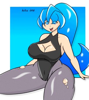 Busty blue hair with Boob upgrade
